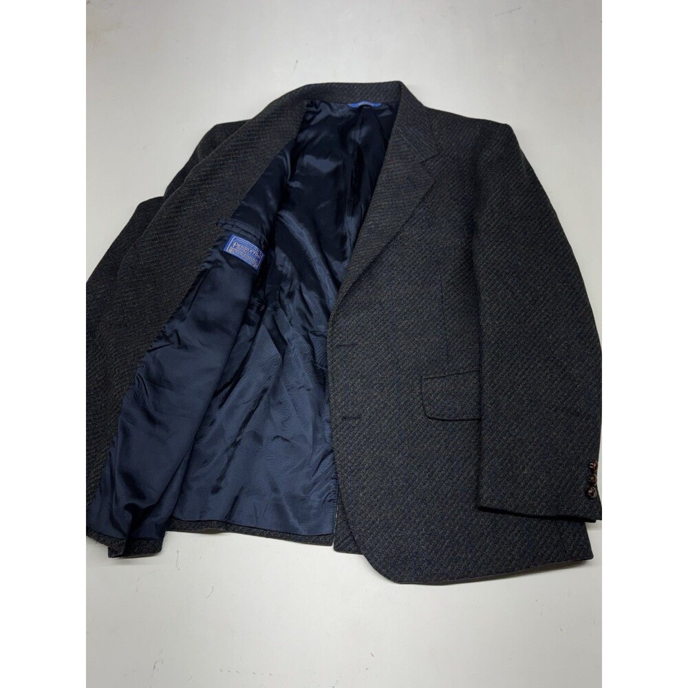 Pendleton Wool Tweed Blazer Green Herringbone Window Pane Mens 44R Old Money